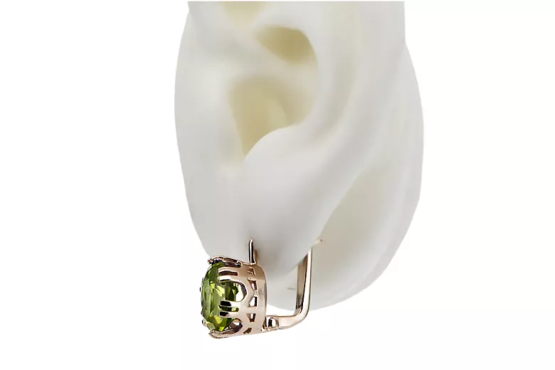 Earrings Vintage craft Yellow Peridot Original Vintage 14K Rose Gold vec016r