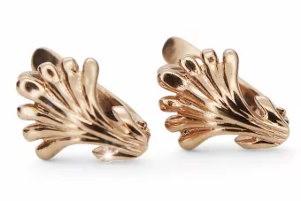 Розовое золото 585 пробы 14 карат Винтажные серьги в форме листа ven211