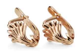 Rosa rosa 14k 585 oro Pendientes hoja vintage ven211