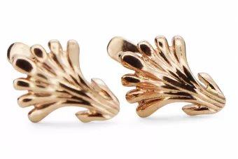 Rose pink 14k 585 gold  Vintage leaf earrings ven211