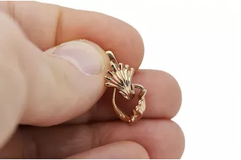 Rosa rosa 14k 585 oro Pendientes hoja vintage ven211