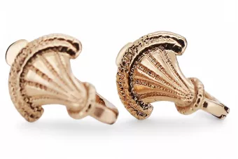 Rose pink 14k 585 gold  Vintage leaf earrings ven214