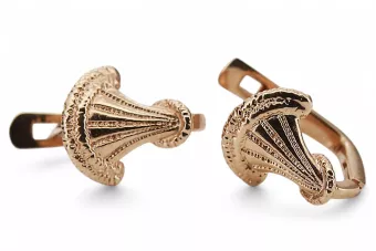 أقراط من الذهب الوردي عيار 14 قيراطًا 585 على شكل ورقة شجر عتيقة ven214