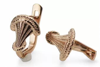 Rose pink 14k 585 gold  Vintage leaf earrings ven214