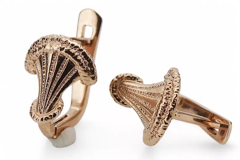 Rose rose 14k 585 or Boucles d'oreilles vintage ven214