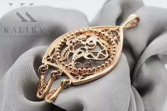 Vintage rožinis aukso žiedinis Sovietų 14k 585 SSRS pakaba vpn020