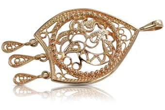 Rusă roz roz sovietic 14k 585 aur URSS Pandantiv vintage vpn020