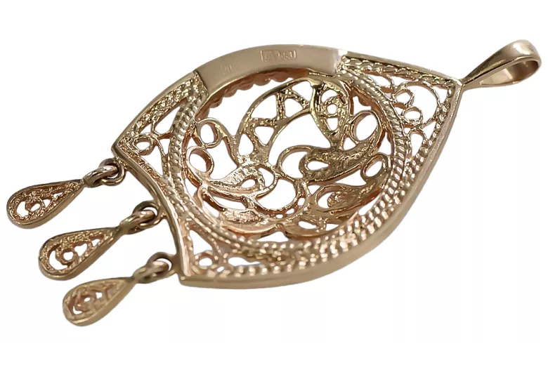 Rose rose russe soviétique 14k 585 or URSS Pendentif vintage vpn020