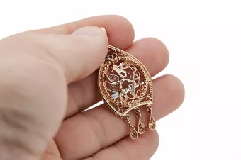 Russische Rose Rosa Sowjetische 14k 585 Gold UdSSR Vintage Anhänger vpn020