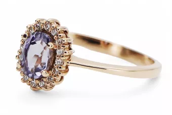 Оригинален винтаж 14K Розово злато Александритен пръстен винтаж crc009r