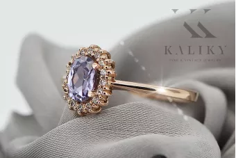 Оригинален винтаж 14K Розово злато Александритен пръстен винтаж crc009r