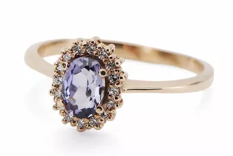 Original Vintage 14K Rose oro Alexandrite anillo Vintage crc009r