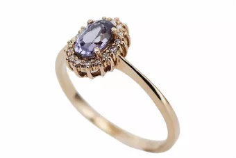 Оригинальный Vintage 14K Розовое золото Александритовое кольцо Винтажный crc009r