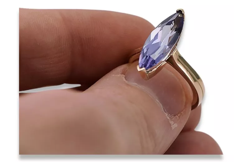 Оригинальный Vintage 14K розовое золото александрит Кольцо crc010r