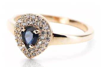 Pierścionek Szafir Oryginalny łezka14k z różowego złota crc011r