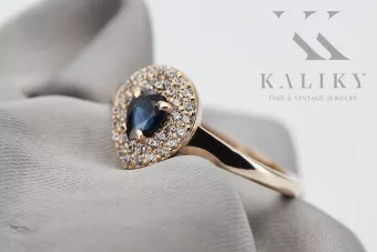 Pierścionek Szafir Oryginalny łezka14k z różowego złota crc011r