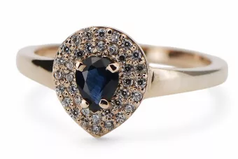 14K пръстен със сапфир, оригинално розово злато crc011r