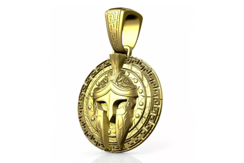 Χρυσό μενταγιόν 14k 585 Spartan Affirmations Alpha cpn028y