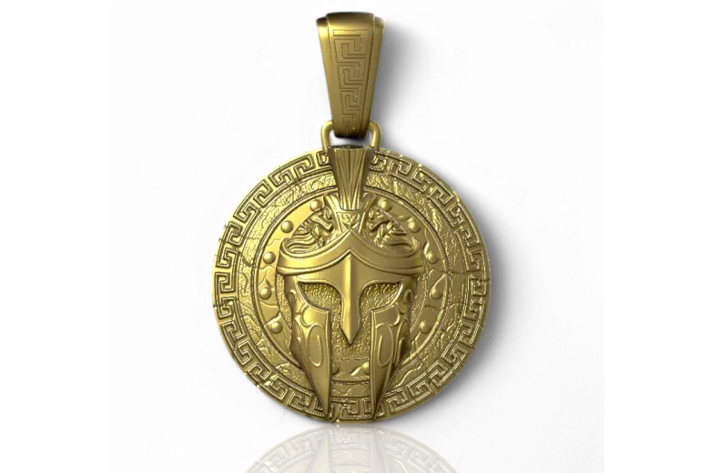 Χρυσό μενταγιόν 14k 585 Spartan Affirmations Alpha cpn028y