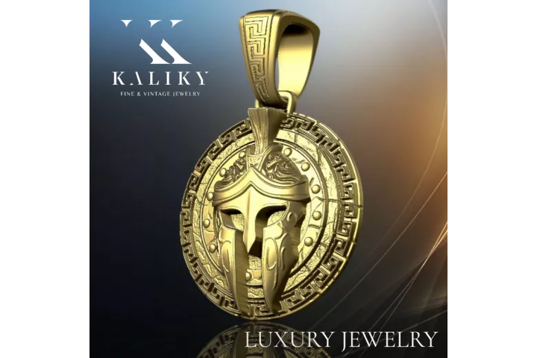 Χρυσό μενταγιόν 14k 585 Spartan Affirmations Alpha cpn028y