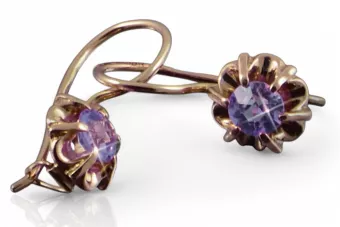 Vintage rose pink 14k 585 gold earrings vec060 alexandrite ruby emerald sapphire ...