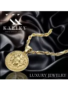 Greek style medallion & Corda Figaro 14k gold chain cpn049y&cc082y