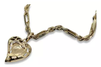 Mère de Dieu vierge Mary 14k or pendentif & Corda Figaro chain pm017yMΖcc004y3.5mm45