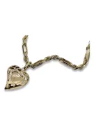 Mutter Gottes Jungfrau Maria 14k gold Anhänger & Corda Figaro Kette pm017yM&cc004y3,5mm45