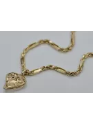 Mutter Gottes Jungfrau Maria 14k gold Anhänger & Corda Figaro Kette pm017yM&cc004y3,5mm45