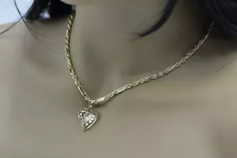 Mother of God virgin Mary 14k gold pendant & Corda Figaro chain pm017yM&cc004y3,5mm45