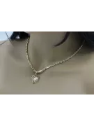Madre de Dios virgen María colgante de oro de 14k & Corda Figaro chain pm017yM plagacc004y3,5mm45