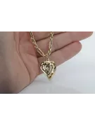 Mutter Gottes Jungfrau Maria 14k gold Anhänger & Corda Figaro Kette pm017yM&cc004y3,5mm45