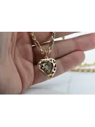 Mutter Gottes Jungfrau Maria 14k gold Anhänger & Corda Figaro Kette pm017yM&cc004y3,5mm45
