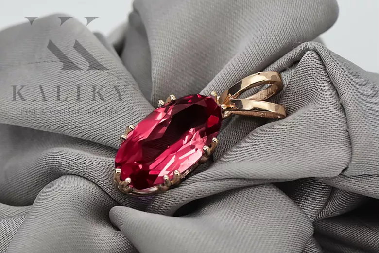 Original Vintage 14K Rose Gold Ruby Pendant Vintage Jewlery vpc019r