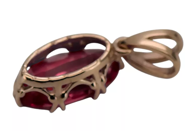 Original Vintage 14K Rose Gold Ruby Pendant Vintage Jewlery vpc019r