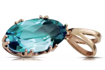 Aguamarina Oro rosa antiguo original de 14k Colgante Vintage vpc019r