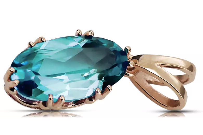 Pendant Aquamarine Original Vintage 14K Rose Gold Vintage Jewlery vpc019r