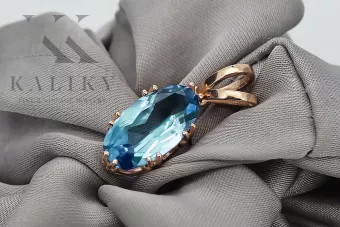 Оригинално ретро 14k розово злато Аквамарин Висулка Винтидж стил vpc019r