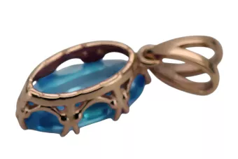 Аквамарин Оригинальное винтажное розовое золото 14 карат Кулон Винтаж vpc019r