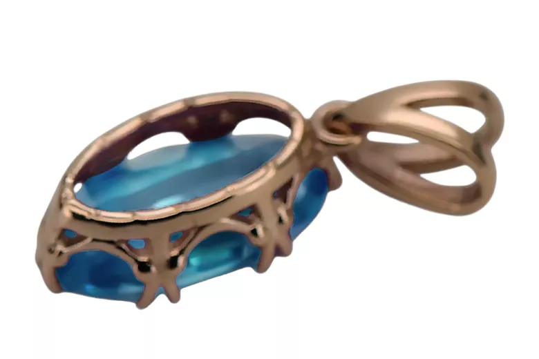 Pendant Aquamarine Original Vintage 14K Rose Gold Vintage Jewlery vpc019r