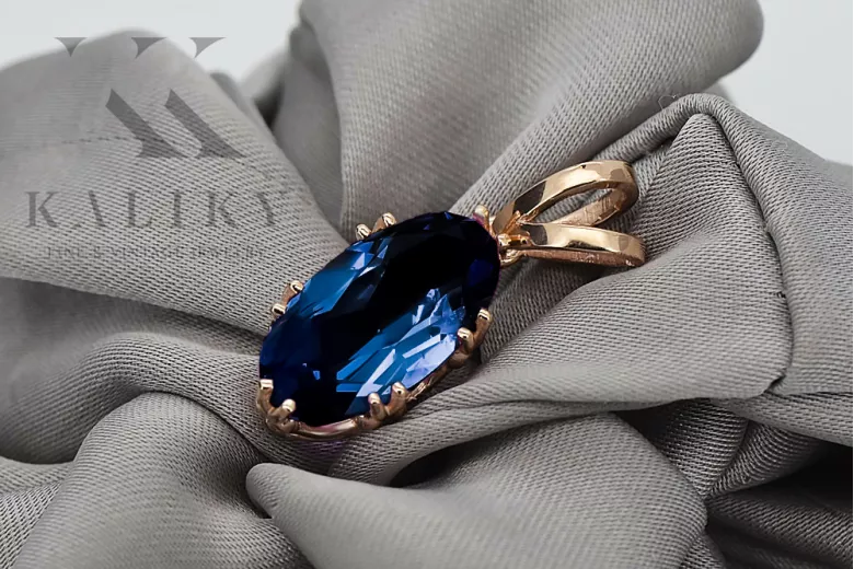 Pendant Sapphire Original Vintage 14K Rose Gold Vintage craft vpc019r