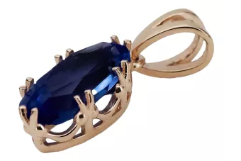 Оригинално ретро 14k розово злато Сапфир Висулка Винтидж крафт vpc019r