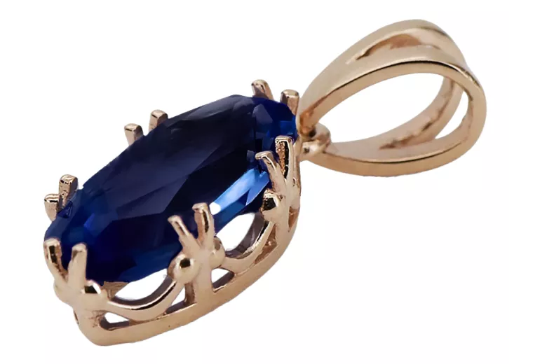 Pendant Sapphire Original Vintage 14K Rose Gold Vintage craft vpc019r