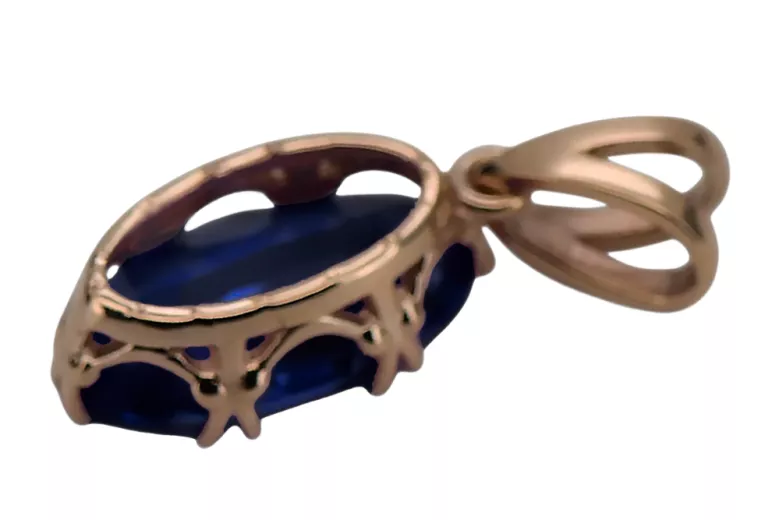 Pendant Sapphire Original Vintage 14K Rose Gold Vintage craft vpc019r