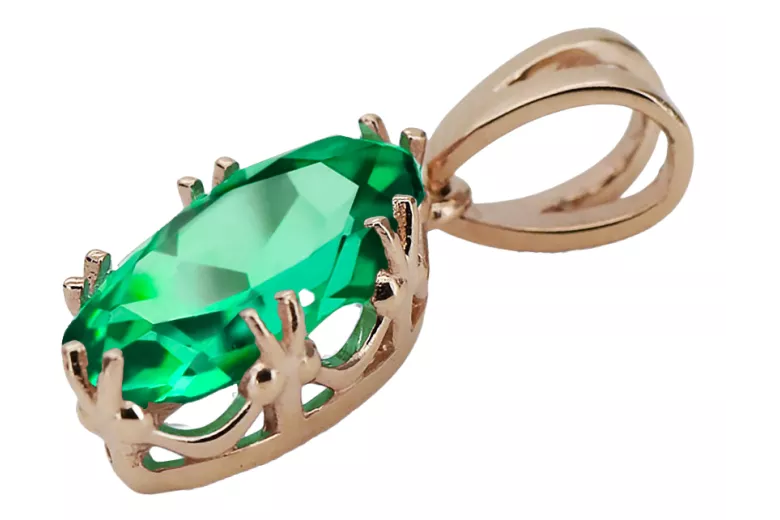 Emerald Original Vintage 14K Rose Gold Pendant Vintage vpc019r