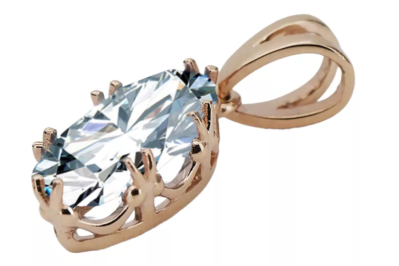 Vintage Pendant Zircon Original Vintage 14K Rose Gold vpc019r