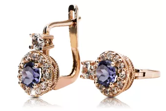 14K Rose gold Alexandrite Earrings Vintage Jewlery cec003r