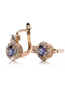 14K Rose gold Alexandrite Earrings Vintage Jewlery cec003r