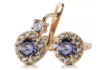 14K Rose gold Alexandrite Earrings Vintage Jewlery cec003r