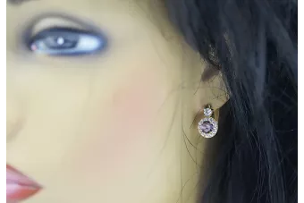 Винтидж крафт Обеци Александрит 14K Розово злато cec003r